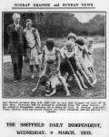 Bertrand Russell and his wife Dora Black with pupils from their Beacon Hill School, 1932 (b/w photo)