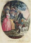 Leaving for the Hunt (coloured engraving)
