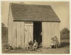 De Marco family shack for cranberry pickers at Forsythe's Bog, Turkeytown, near Pemberton, New Jersey, 1910 (b/w photo)