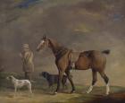 A Sportsman with Shooting Pony and Gun Dogs (oil on canvas)