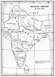 Map of the Mughal Empire in India, 1700. From Hutchinson's History of the Nations, published 1915.