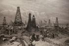 The Petroleum Oil Wells at Baku on the Caspian Sea, from 'The Illustrated London News', 19th June 1886 (engraving)