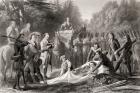 Burial of General Edward Braddock in 1755 near Great Meadows Pennsylvania USA. General Edward Braddock 1695-1755. British soldier and commander in chief for North America at the start of the French and Indian War From a 19th century print engraved by J Ro