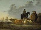 Peasants and Cattle by the River Merwede, c.1655-60 (oil on panel)
