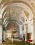 View of the White Hall in the Winter Palace in St. Petersburg, 1865 (w/c on paper)