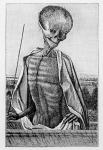 Doctor Death, from a Book of Hours, illustration from 'Science and Literature in the Middle Ages and the Renaissance', written and engraved by Paul Lacroix, 1878 (engraving) (b/w photo)