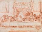 The Last Supper, after the fresco by Leonardo da Vinci (1452-1519) c.1635 (red chalk on paper) (b/w photo)