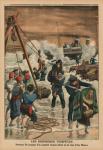 The last sea storms, rescuing the passengers of a French liner lying on the coast of Asia Minor, back cover illustration from 'Le Petit Journal', supplement illustre, 11th January 1914 (colour litho)