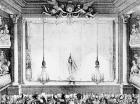 The Comedie Francaise during the Time of Moliere (1622-73) at the Palais Royal Auditorium (engraving) (b/w photo)