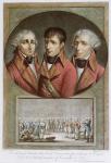 Portrait of the Three Consuls of the Republic and Barthelemy Presenting the Consitutional Act Proclaiming Napoleon I as Emperor for Life to the Premier Consul, 2nd August 1802, engraved by Charles Francois Levachez (1760-1820) (coloured engraving)
