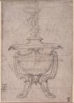 Study of a decorative urn (pen and ink on paper)