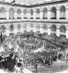 At the Paris Bourse, 1846 (engraving) (b/w photo)
