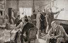 The war room at Washington D.C., United States of America around the time of the Spanish-American War, 1898. From The History of Our Country, published 1900