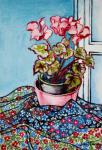 Cyclamen with Patterned Fabrics,1999 (watercolour)