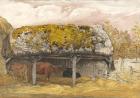 A Cow Lodge with a Mossy Roof, c.1829 (pen & ink with w/c and gouache on paper)