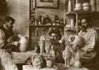 The Martin brothers in the studio at the Southall Pottery (b/w photo)