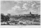 View of Hopital La Salpetriere, transport of prostitutes, Paris, engraved by Duparc, after a drawing by Savard, c.1790 (engraving) (b/w photo)