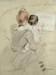Madame Paul Helleu and her Daughter Paulette, 1905 (coloured pencil on paper)