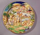 Large platter depicting the Judgement of Paris, made at the Atelier de Faenza (ceramic)