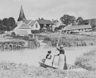 Ferry across the Arun at Bury, Sussex (b/w photo)