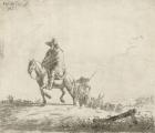 Rider and herdsman with cattle on a dirt road, 1653 (etching)