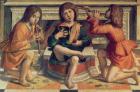 Three angel musicians (oil on wood)