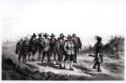 The March of Miles Standish, engraved by Armstrong & Co., 1873 (engraving) (b&w photo)