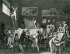 The Studio of Jacques Louis David (1748-1825) (pen & ink on paper) (b/w photo)