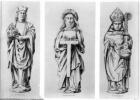 Drawings of Saints Martin, Wilgefort and Nicholas from their statues in Henry VII Chapel, Westminster Abbey, (pencil on paper)