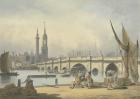 London Bridge and the Monument, c.1795 (graphite, w/c and ink on paper)