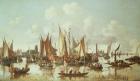 Dutch ships at Dordrecht Harbour (oil on canvas)