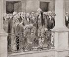 The first inauguration of George Washington, April 30, 1789, from 'The History of Our Country', published 1905 (litho)