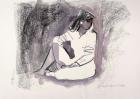 Seated Figure, 1999 (wax crayon and wash on paper)