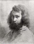 Self Portrait, c.1845-46 (charcoal and pencil on paper) (b/w photo)