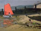 Red Sail, Isle of Wight (oil on canvas)