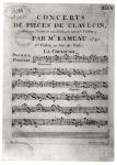 Score sheet for 'Concerts de Pieces de Clavecin' by Jean-Philippe Rameau (1683-1764) 1741 (engraving) (b/w photo)