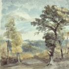 Landscape with Trees and a Distant Mansion (watercolour)