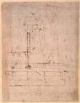 Design for the tomb of Pope Julius II (1453-1513) (brown ink on paper) (verso)