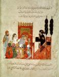 Ms Ar 5847 f.18v Abou Zayd preaching in the Mosque, from 'Al Maqamat' (The Meetings) by Al-Hariri (vellum)