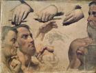Study of Heads and Hands for the Apotheosis of Homer (oil on canvas)