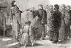 A scene from William Shakespeare's 'King Richard II', Act IV, Scene 1, King Richard: "Here, cousin, seize the crown", from 'The Works of William Shakespeare', published 1896 (engraving)