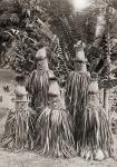 Masks possessing magical qualities worn by people from a district of New Britain, Bismarck Archipelago of Papua New Guinea. After a 19th century photograph. From Customs of The World, published c.1913.