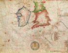 The French Coast, England, Scotland and Ireland, from a nautical atlas, 1520 (ink on vellum) (detail from 330910)