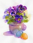 Pansies with Easter eggs, 2014, (watercolor)