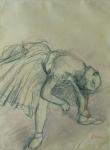 Dancer Fixing her Slipper, c.1865 (charcoal on paper)