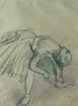 Dancer Fixing her Slipper, c.1865 (charcoal on paper)