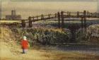 The Footbridge (Landscape with Red Cloak) (w/c and gum arabic on paper)