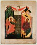 Icon depicting the Annunciation, Novgorod School (oil on panel)