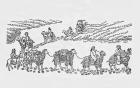 Mongol camel train (engraving)