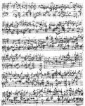 Music Score of Johann Sebastian Bach (1685-1750) (pen and ink on paper) (b/w photo)